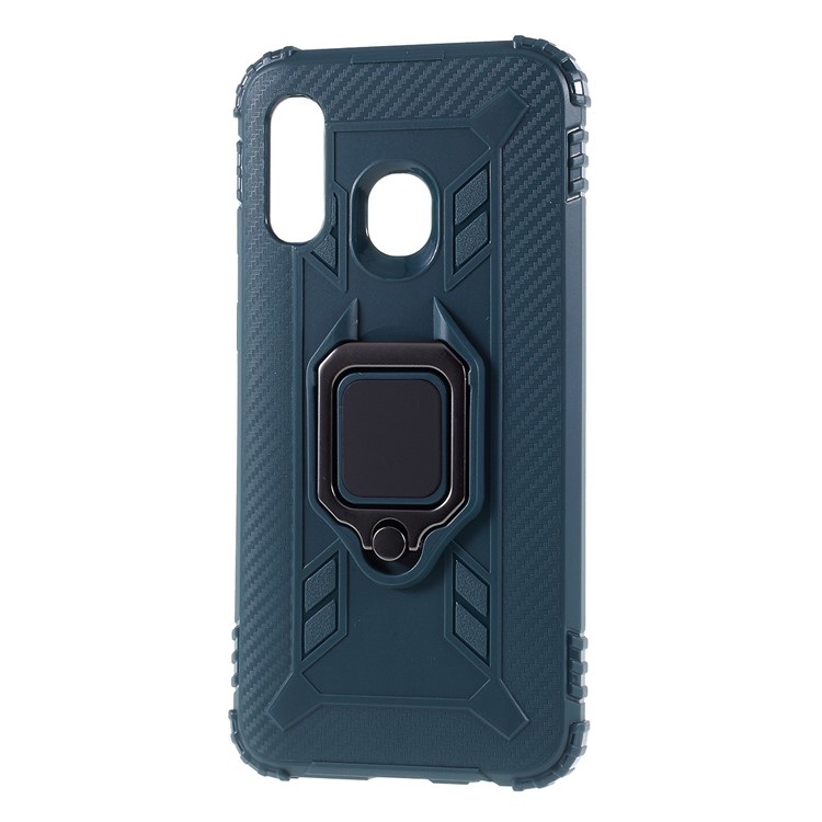 Finger Ring Kickstand TPU Protective Cell Phone Shell for Samsung Galaxy A40 - Green-2