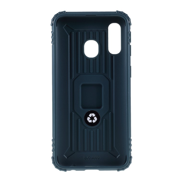Finger Ring Kickstand TPU Protective Cell Phone Shell for Samsung Galaxy A40 - Green-3