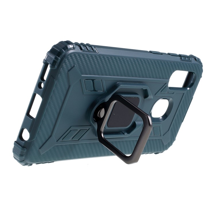 Finger Ring Kickstand TPU Protective Cell Phone Shell for Samsung Galaxy A40 - Green-5