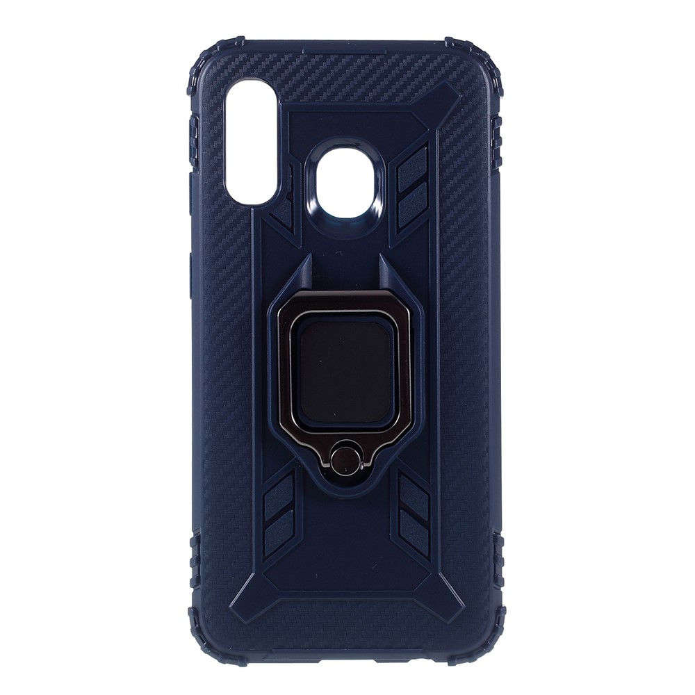Finger Ring Kickstand TPU Protective Cell Phone Shell for Samsung Galaxy A40 - Blue-1