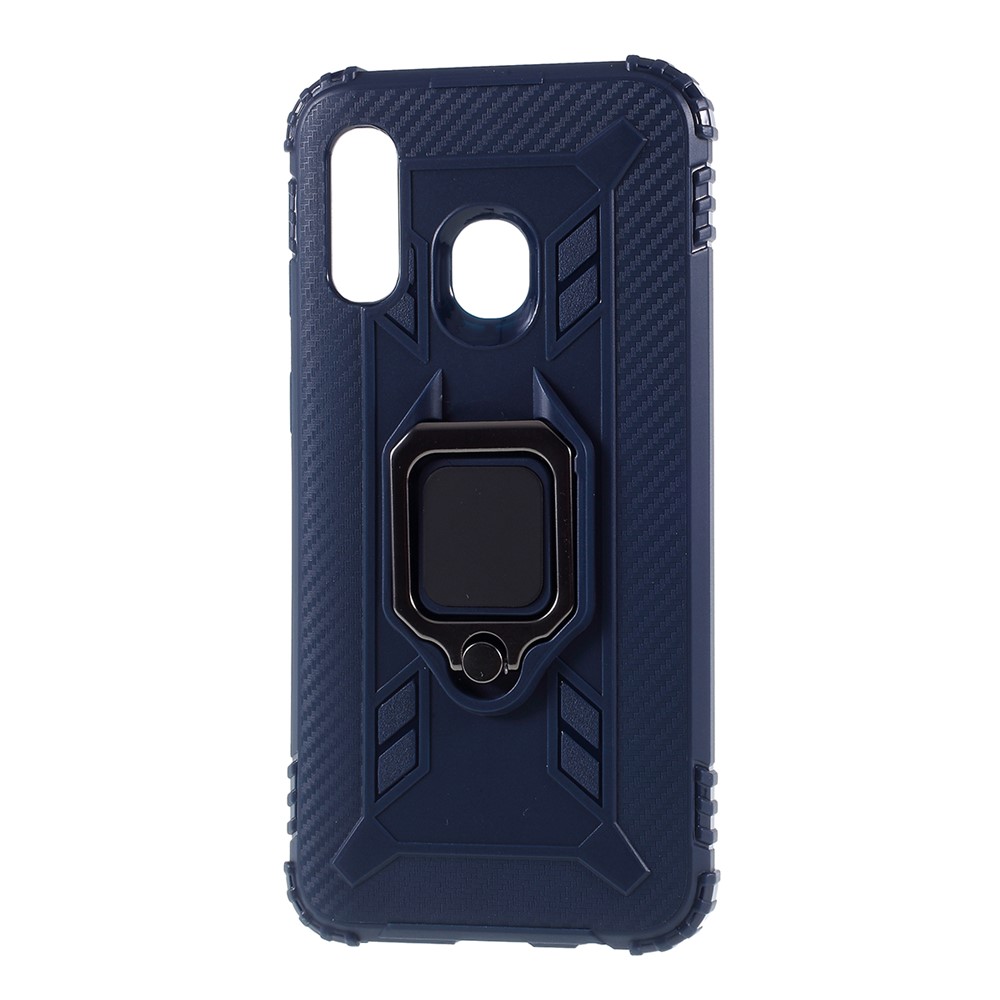 Finger Ring Kickstand TPU Protective Cell Phone Shell for Samsung Galaxy A40 - Blue-2