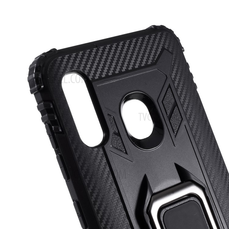 Finger Ring Kickstand TPU Protective Phone Shell for Samsung Galaxy A30/A20 - Black-5
