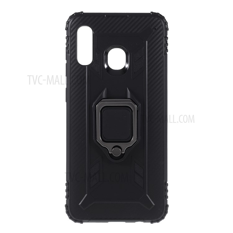 Finger Ring Kickstand TPU Protective Phone Shell for Samsung Galaxy A30/A20 - Black-8