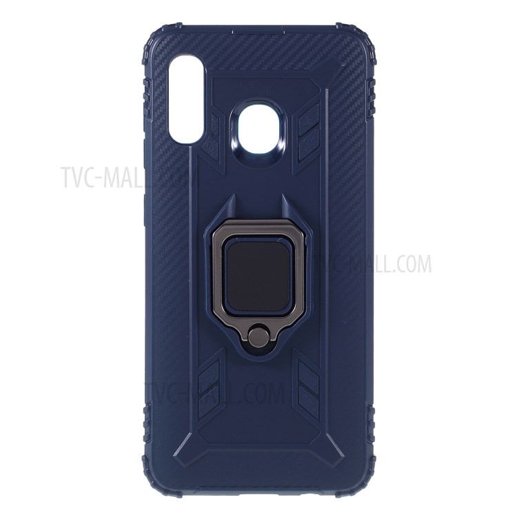 Finger Ring Kickstand TPU Protective Phone Shell for Samsung Galaxy A30/A20 - Blue-1