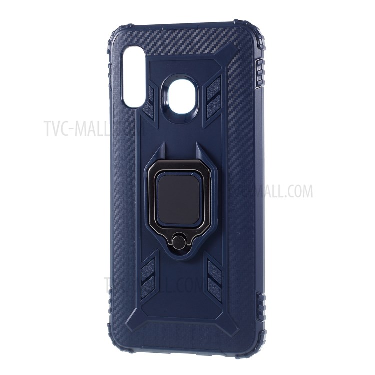 Finger Ring Kickstand TPU Protective Phone Shell for Samsung Galaxy A30/A20 - Blue-2