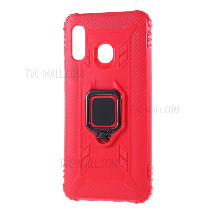 Finger Ring Kickstand TPU Protective Phone Shell for Samsung Galaxy A30/A20 - Red-2