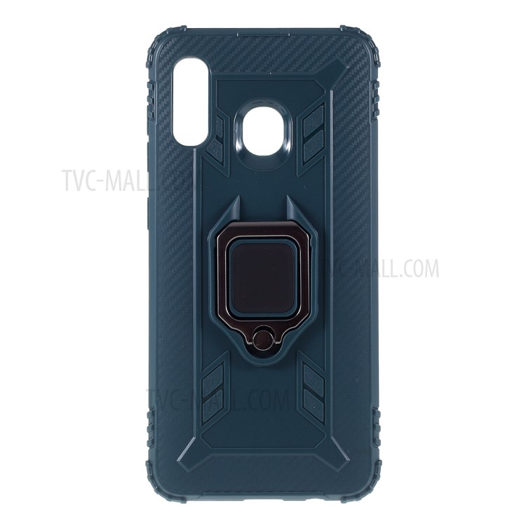 Finger Ring Kickstand TPU Protective Phone Shell for Samsung Galaxy A30/A20 - Green-1
