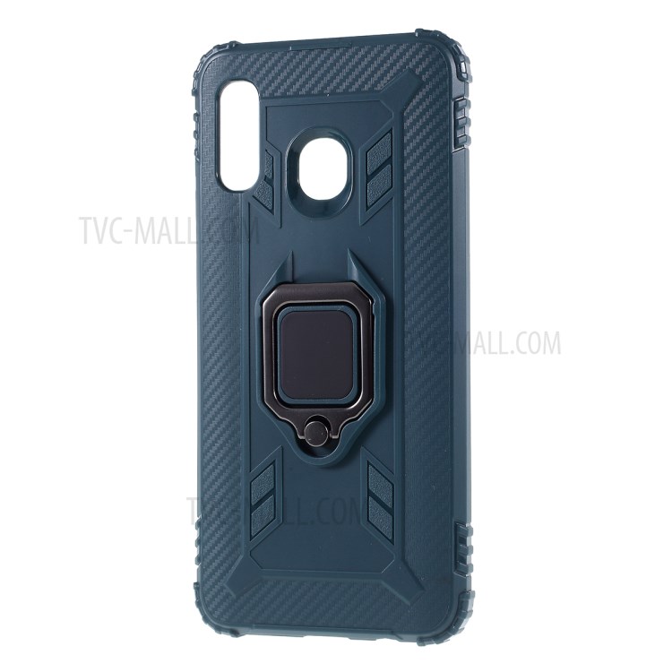Finger Ring Kickstand TPU Protective Phone Shell for Samsung Galaxy A30/A20 - Green-2