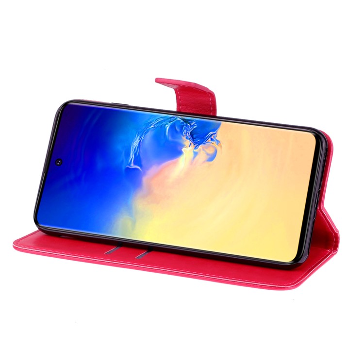 Imprint Butterfly Rhinestone Decor Wallet Leather Phone Casing for Samsung Galaxy A51 - Red-3