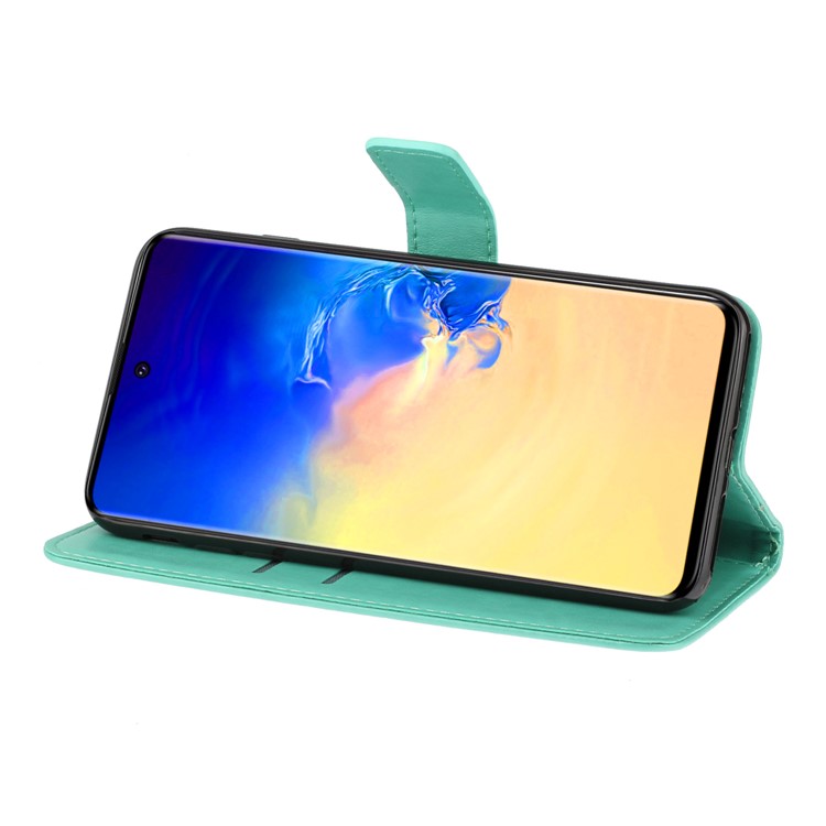 Imprint Plum Blossom Wallet Stand Flip Leather Cover for Samsung Galaxy A51 - Green-3