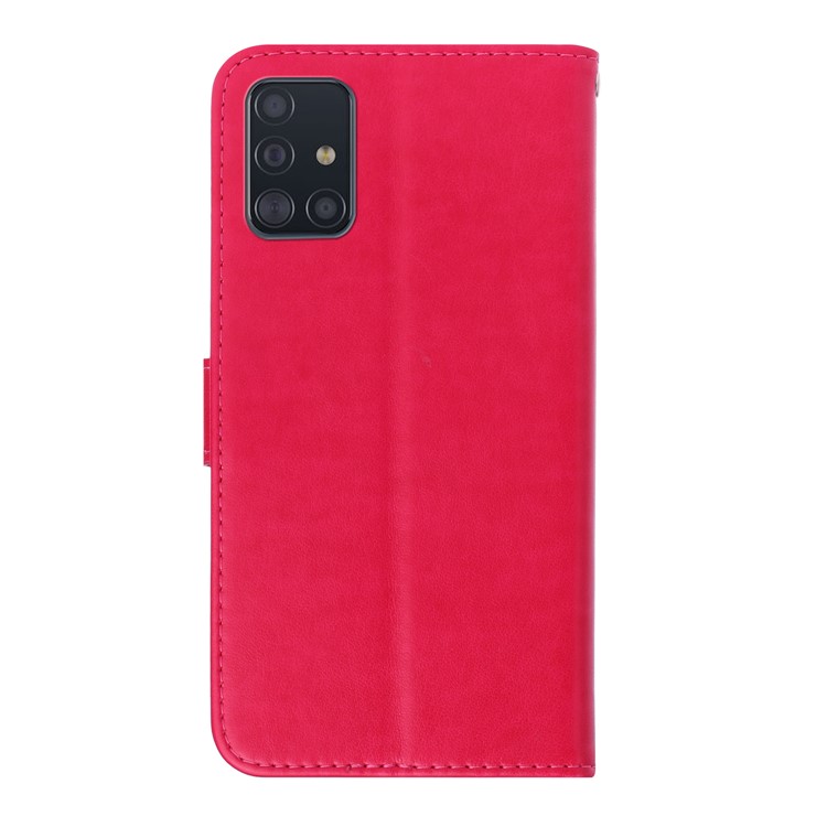 Imprint Butterflies Pattern Wallet Stand Flip Leather Case for Samsung Galaxy A71 - Red-3