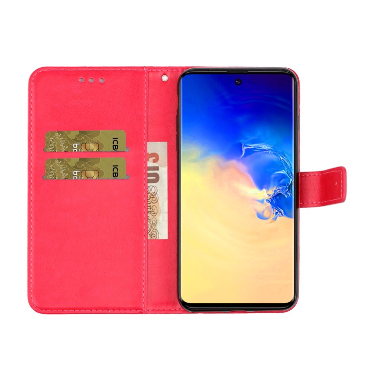Imprint Butterflies Pattern Wallet Stand Flip Leather Case for Samsung Galaxy A71 A715 - Red-7