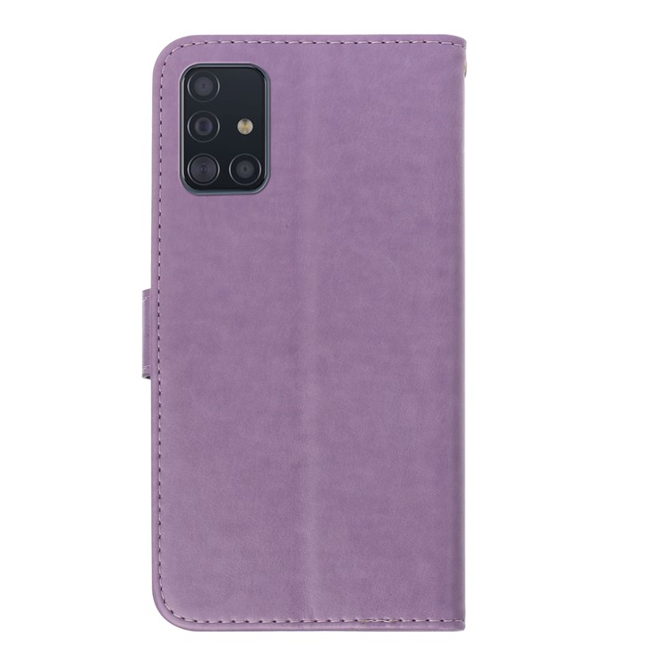 Imprint Butterflies Pattern Wallet Stand Flip Leather Case for Samsung Galaxy A71 A715 - Purple-2