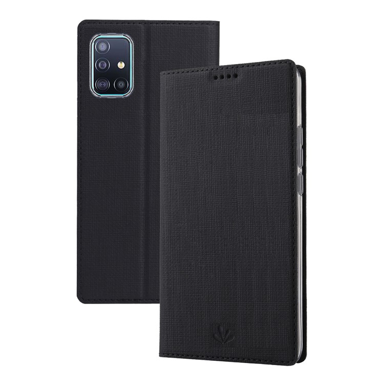 VILI DMX Cross Skin Stand Leather Card Holder Case for Samsung Galaxy A71 - Black-6