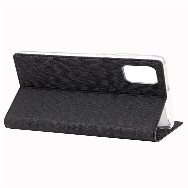 VILI DMX Cross Skin Stand Leather Card Holder Case for Samsung Galaxy A71 - Black-7