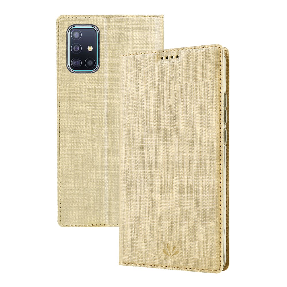 VILI DMX Cross Skin Stand Leather Card Holder Case for Samsung Galaxy A71 - Gold-6