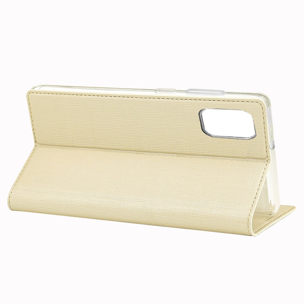 VILI DMX Cross Skin Stand Leather Card Holder Case for Samsung Galaxy A71 - Gold-7