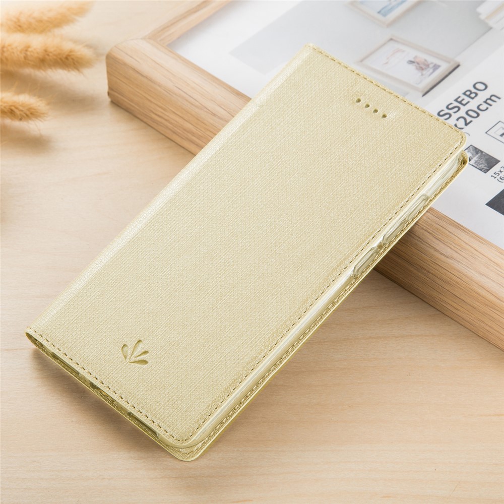 VILI DMX Cross Skin Stand Leather Card Holder Case for Samsung Galaxy A71 - Gold-8