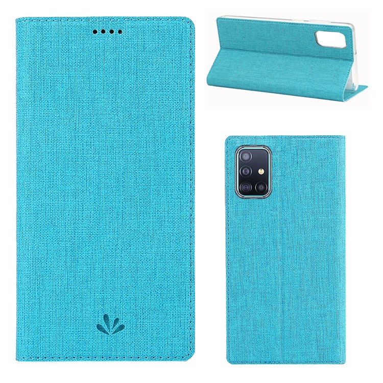 VILI DMX Cross Skin Stand Leather Card Holder Case for Samsung Galaxy A71 - Blue-1