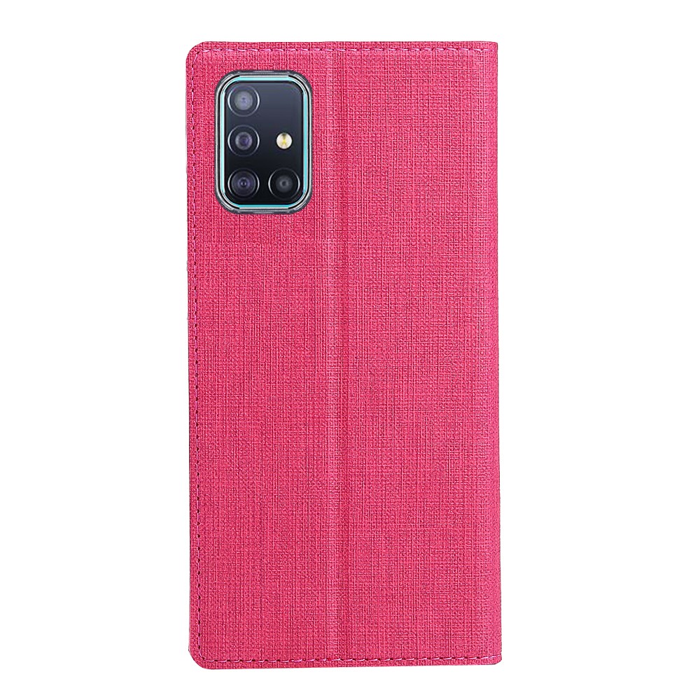 VILI DMX Cross Texture Leather Case with Card Holder for Samsung Galaxy A51 - Rose-4