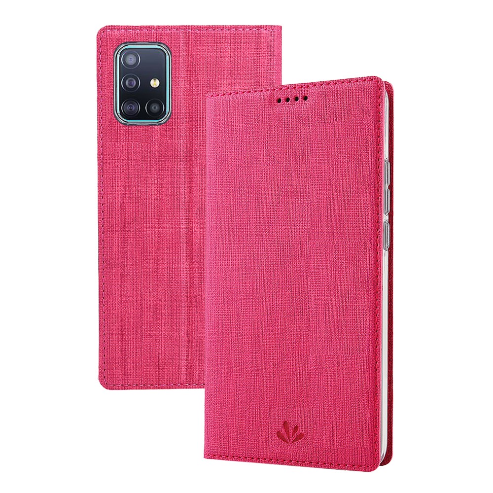 VILI DMX Cross Texture Leather Case with Card Holder for Samsung Galaxy A51 - Rose-6