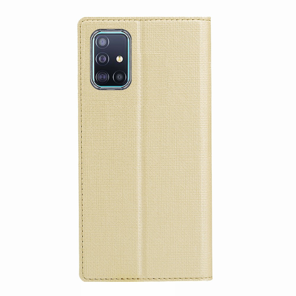 VILI DMX Cross Texture Leather Case with Card Holder for Samsung Galaxy A51 - Gold-4