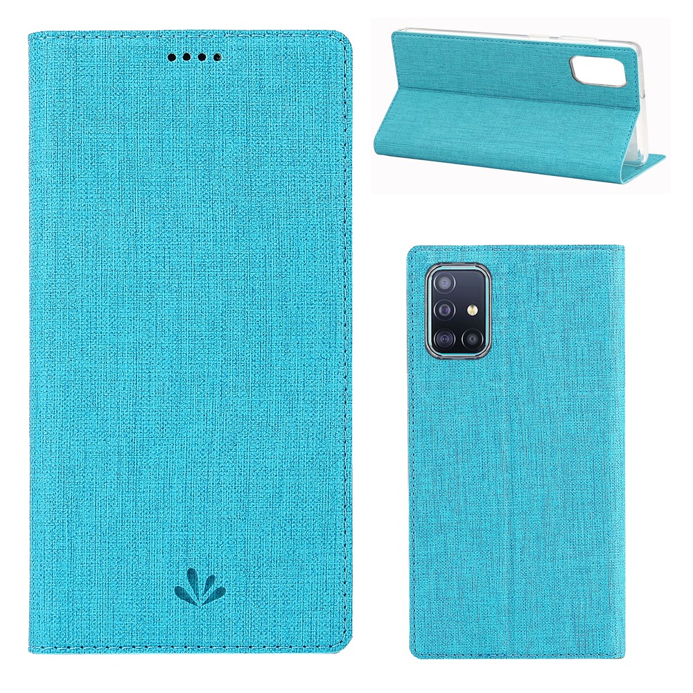 VILI DMX Cross Texture Leather Case with Card Holder for Samsung Galaxy A51 - Blue-1