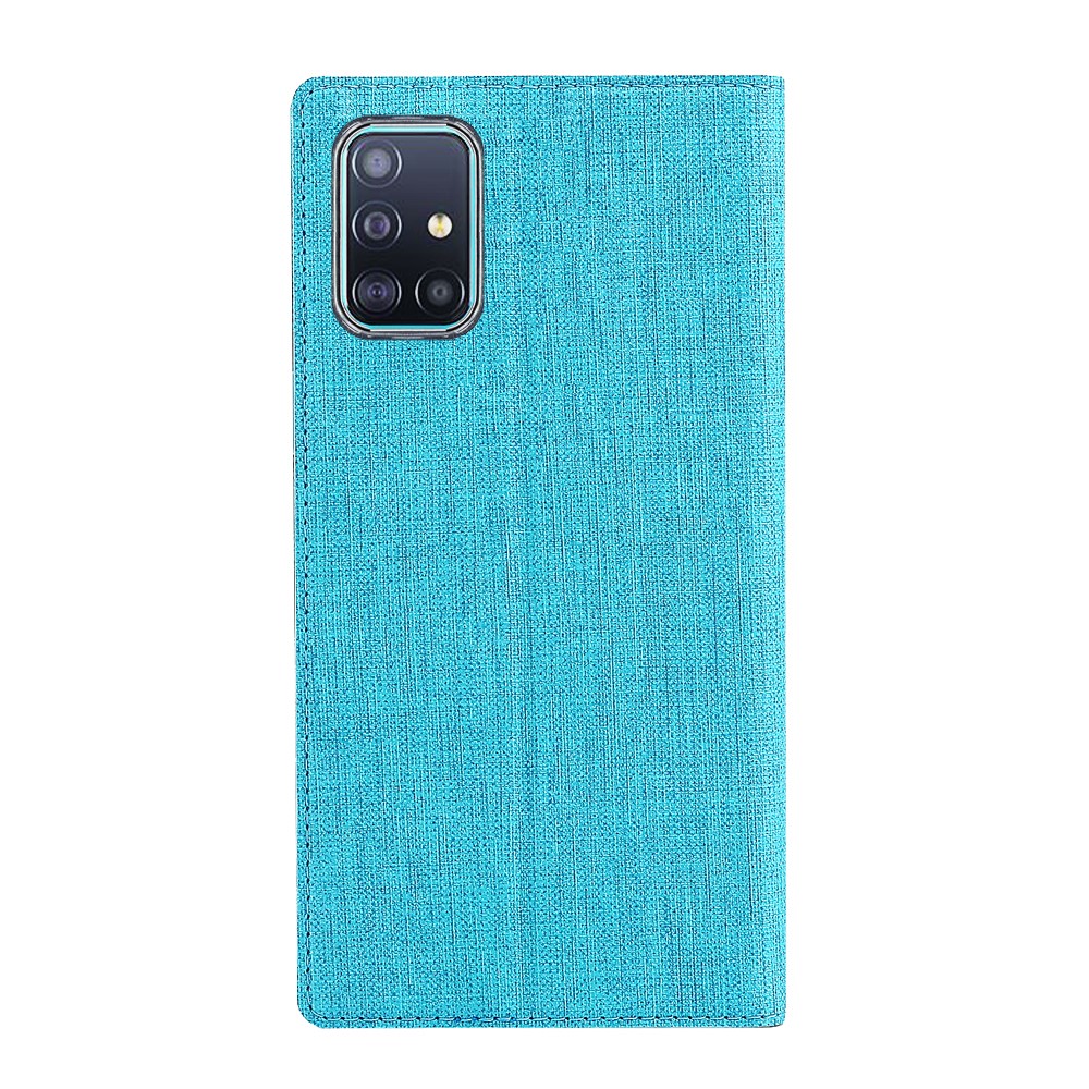VILI DMX Cross Texture Leather Case with Card Holder for Samsung Galaxy A51 - Blue-4