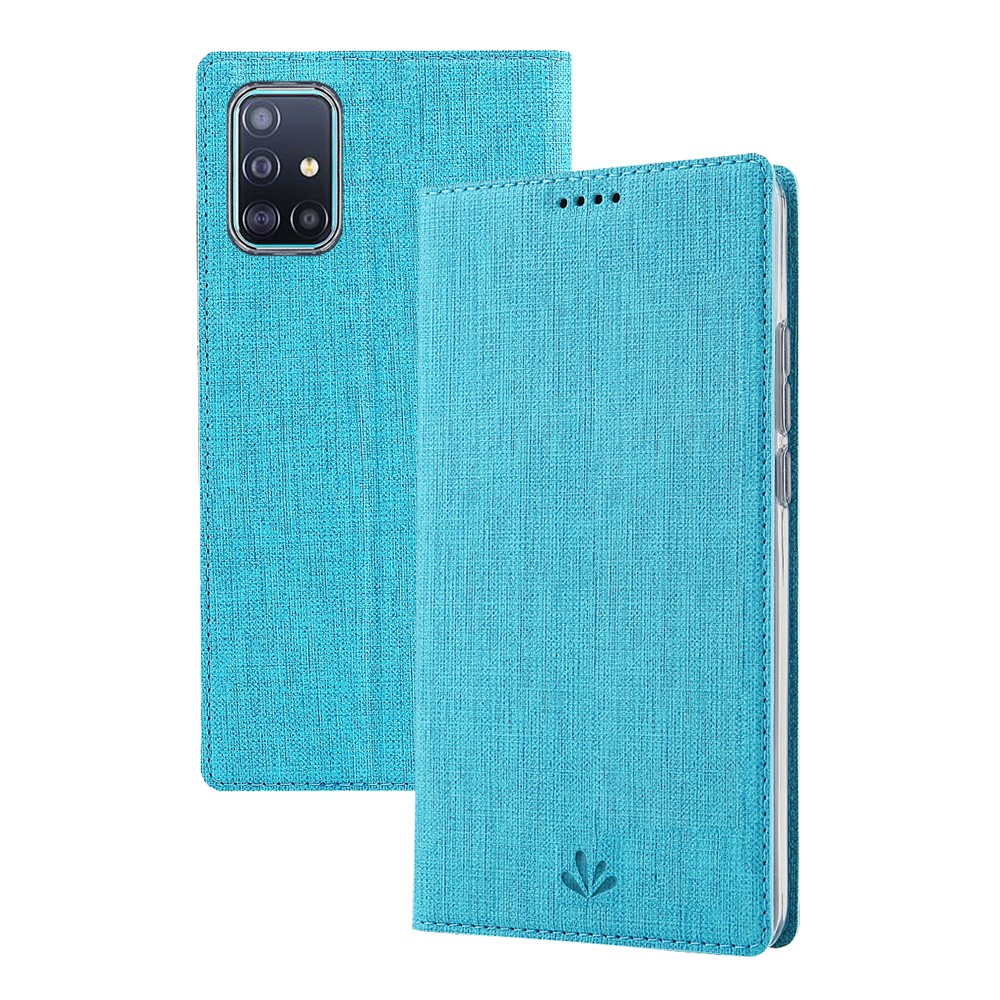 VILI DMX Cross Texture Leather Case with Card Holder for Samsung Galaxy A51 - Blue-6
