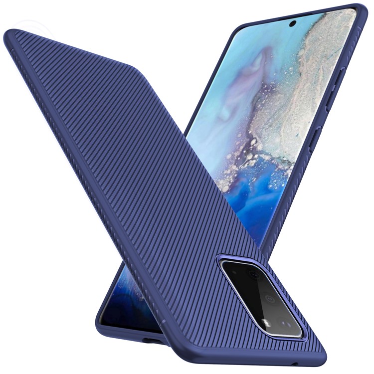 LENUO Twill Texture TPU Case for Samsung Galaxy S20 - Blue-1