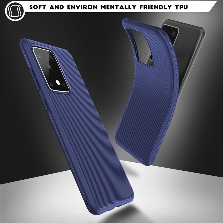 LENUO Twill Surface TPU Protective Cover for Samsung Galaxy S20 Ultra - Blue-3