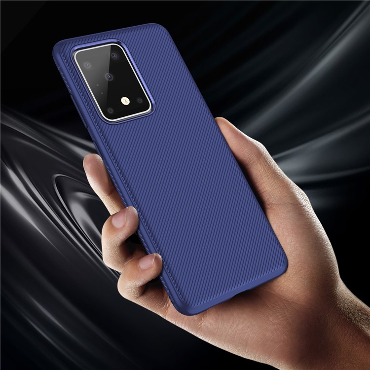 LENUO Twill Surface TPU Protective Cover for Samsung Galaxy S20 Ultra - Blue-5