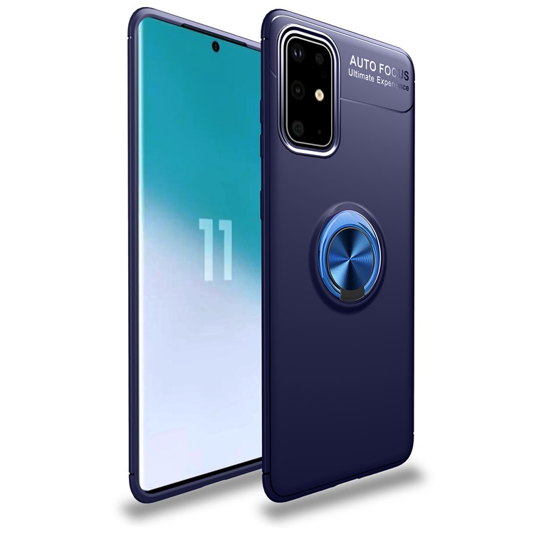 LENUO Metal Ring Bracket TPU Shell for Samsung Galaxy S20 Plus - Blue