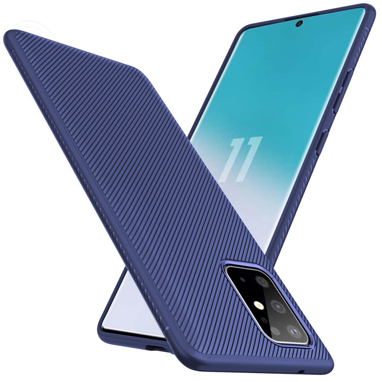 LENUO Twill Texture TPU Case for Samsung Galaxy S20 Plus - Blue-1