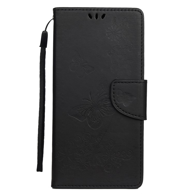 Imprint Butterfly Flower Leather Wallet Cover Case for Samsung Galaxy S20 Plus - Black-2