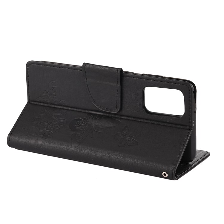 Imprint Butterfly Flower Leather Wallet Cover Case for Samsung Galaxy S20 Plus - Black-6