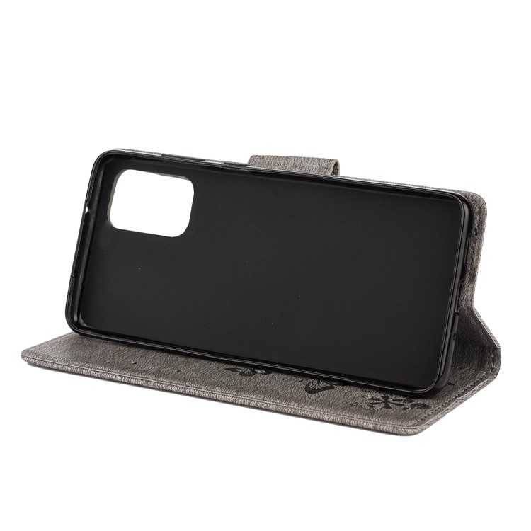 Imprint Butterfly Flower Leather Wallet Cover Case for Samsung Galaxy S20 Plus - Grey-5