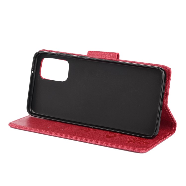 Imprint Butterfly Flower Leather Wallet Cover Case for Samsung Galaxy S20 Plus - Red-5