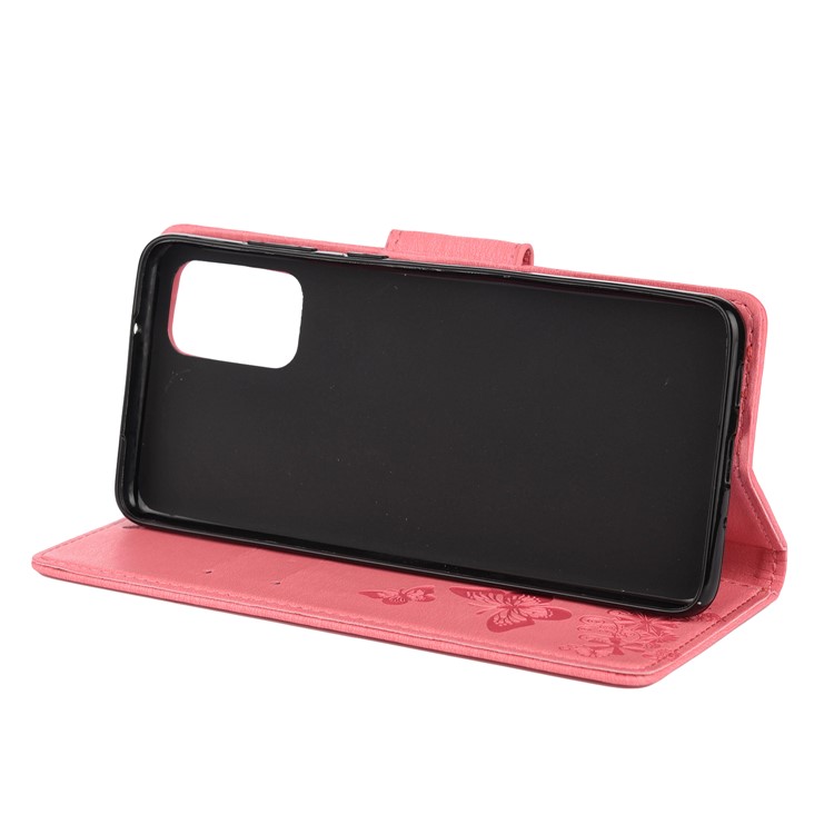 Imprint Butterfly Flower Leather Wallet Cover Case for Samsung Galaxy S20 Plus - Pink-5