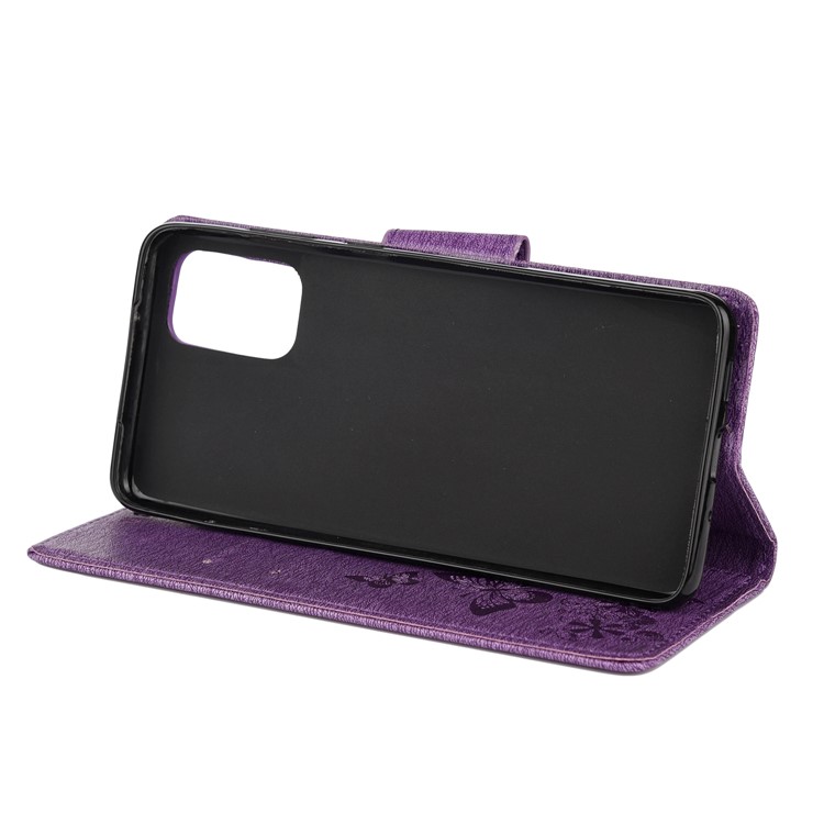 Imprint Butterfly Flower Leather Wallet Cover Case for Samsung Galaxy S20 Plus - Purple-5