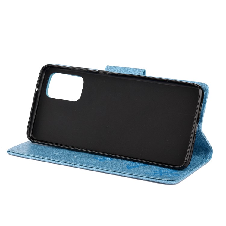 Imprint Butterfly Flower Leather Wallet Phone Case for Samsung Galaxy S20 - Blue-5