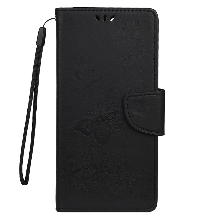 Imprint Butterfly Flower Leather Case for Samsung Galaxy S20 Ultra - Black-2