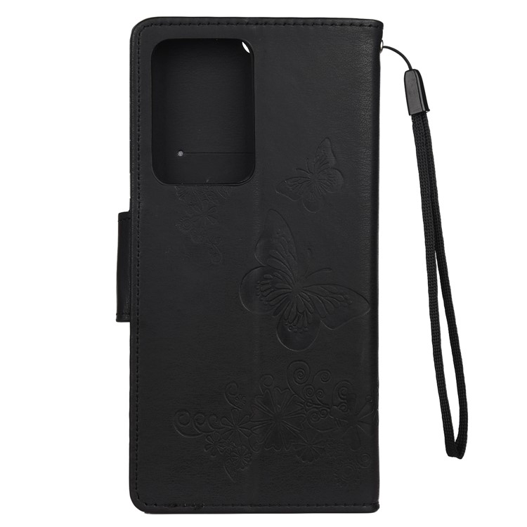 Imprint Butterfly Flower Leather Case for Samsung Galaxy S20 Ultra - Black-3
