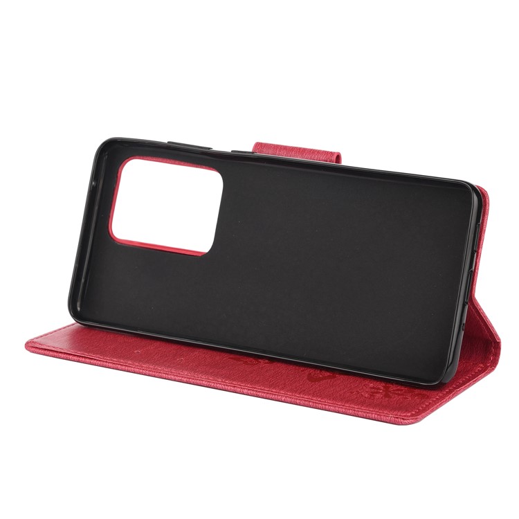 Imprint Butterfly Flower Leather Case for Samsung Galaxy S20 Ultra - Red-5