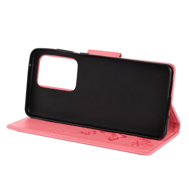 Imprint Butterfly Flower Leather Case for Samsung Galaxy S20 Ultra - Pink-5