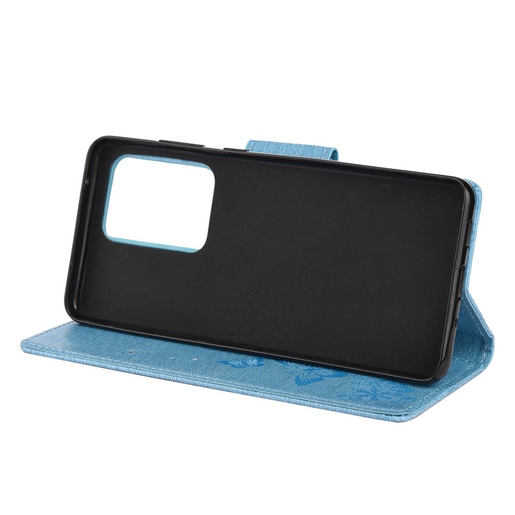 Imprint Butterfly Flower Leather Case for Samsung Galaxy S20 Ultra - Blue-5