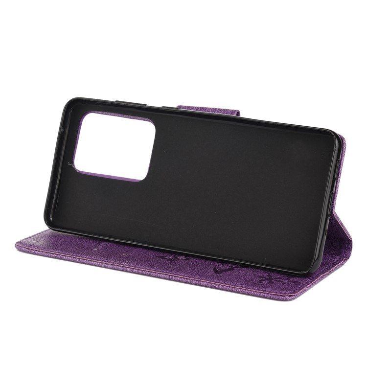Imprint Butterfly Flower Leather Case for Samsung Galaxy S20 Ultra - Purple-5