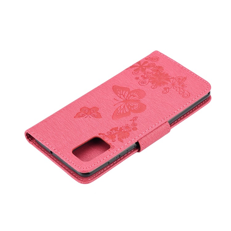 Imprint Butterfly Flower Leather Phone Shell Wallet Case for Samsung Galaxy A71 - Rose-7