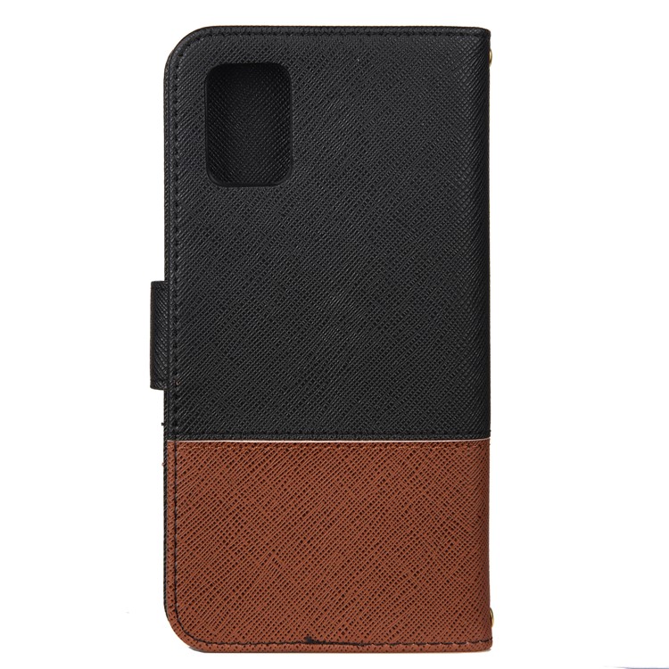 Hit Color Cross Texture Leather Wallet Stand Phone Cover for Samsung Galaxy A51 - Black-3