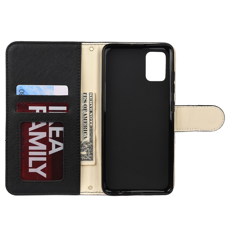 Hit Color Cross Texture Leather Wallet Stand Phone Cover for Samsung Galaxy A51 - Black-4